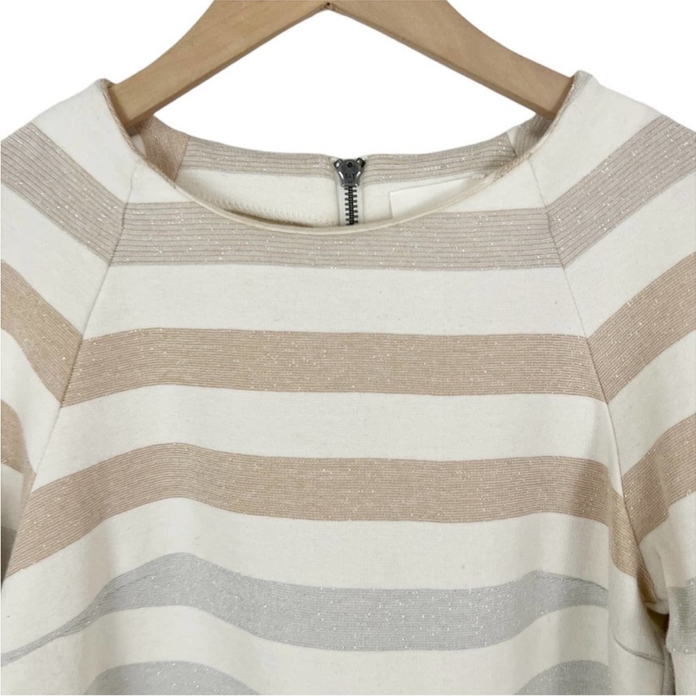 Anthropologie Maeve Metallic Striped Helsa Ruffle Sleeve Knit Top Size XS - Picture 5 of 9